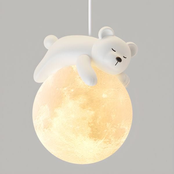 LunaGlow Moon Child Pendant Light With Sleeping Animal Night Lamp