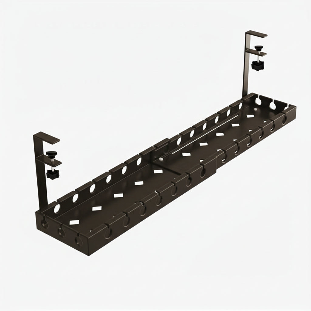 Organisateur de câbles anti-enchevêtrement pour sous le bureau avec sangle réglable et clips