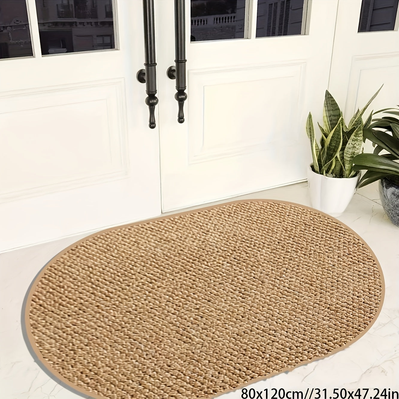 ScandiRoots Oval Rug Brown Nordic Style for Entryways and Bathrooms