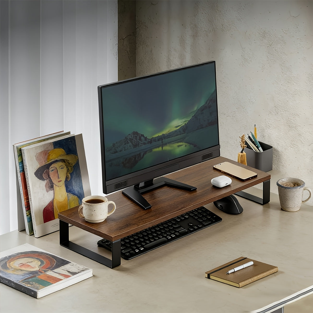 Ecostand Houten Opvouwbare Laptop- en Tablethouder voor Ergonomisch Bureauontwerp