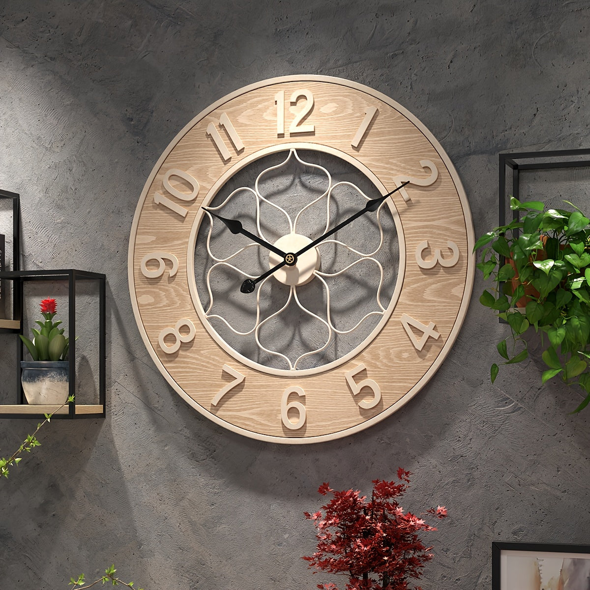 Ironwood Clock Vintage Iron & Wood Wall Clock For Interiors