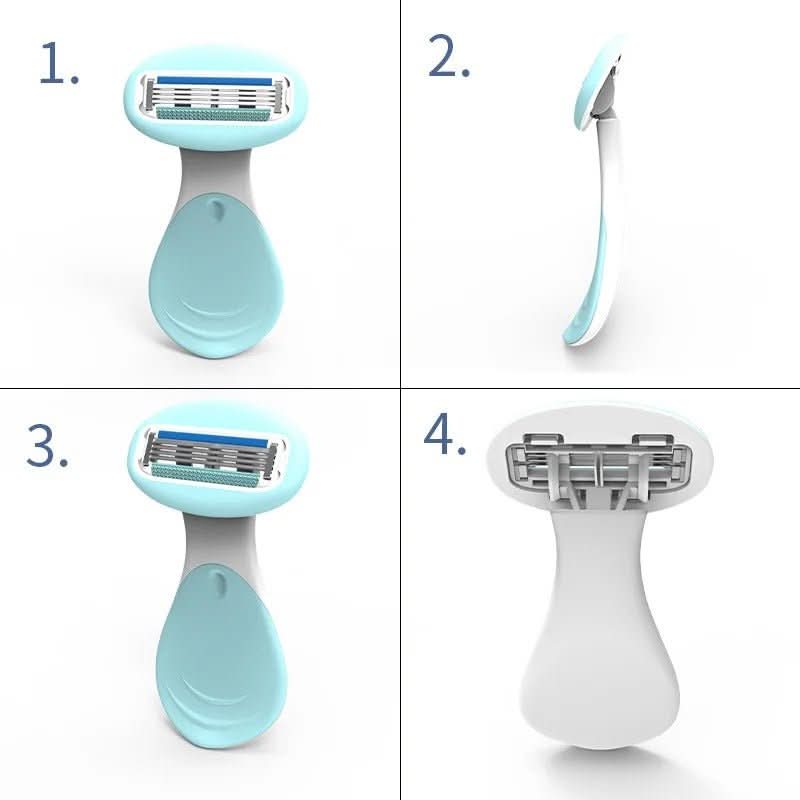 סכין גילוח קומפקטי NovaTrim 4 להבים עם קופסת אחסון לטיולים לטיפוח בדרכים