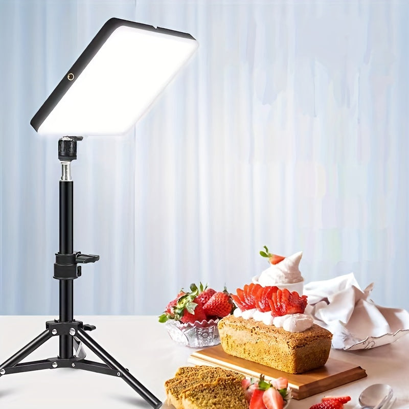 حامل إضاءة تصوير LED مع حامل ثلاثي الألومنيوم قابل للتعديل ومصباح استوديو