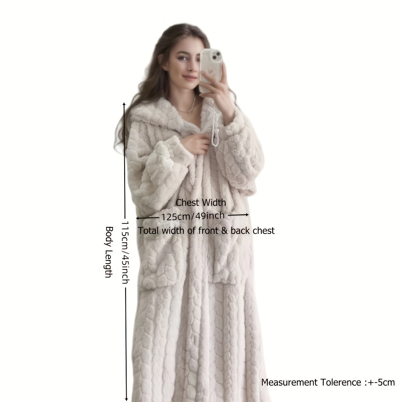 Velvélune Cream White Bathrobe With Striped Pattern
