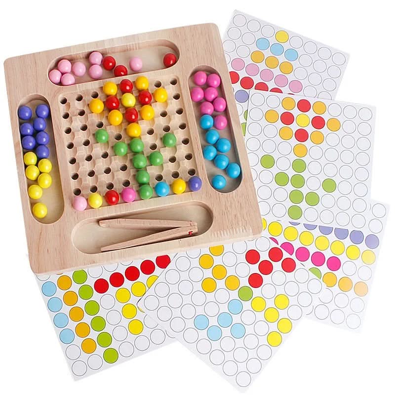 HueCraft Montessori Holzperlen-Sortierspiel für Vorschulkinder Farb- und Zählspaß