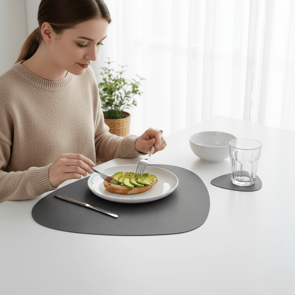 Juego de Mantel Individual y Posavasos Cresta Elegant Resistente al Calor Fácil de Cuidar para Comedor en Casa