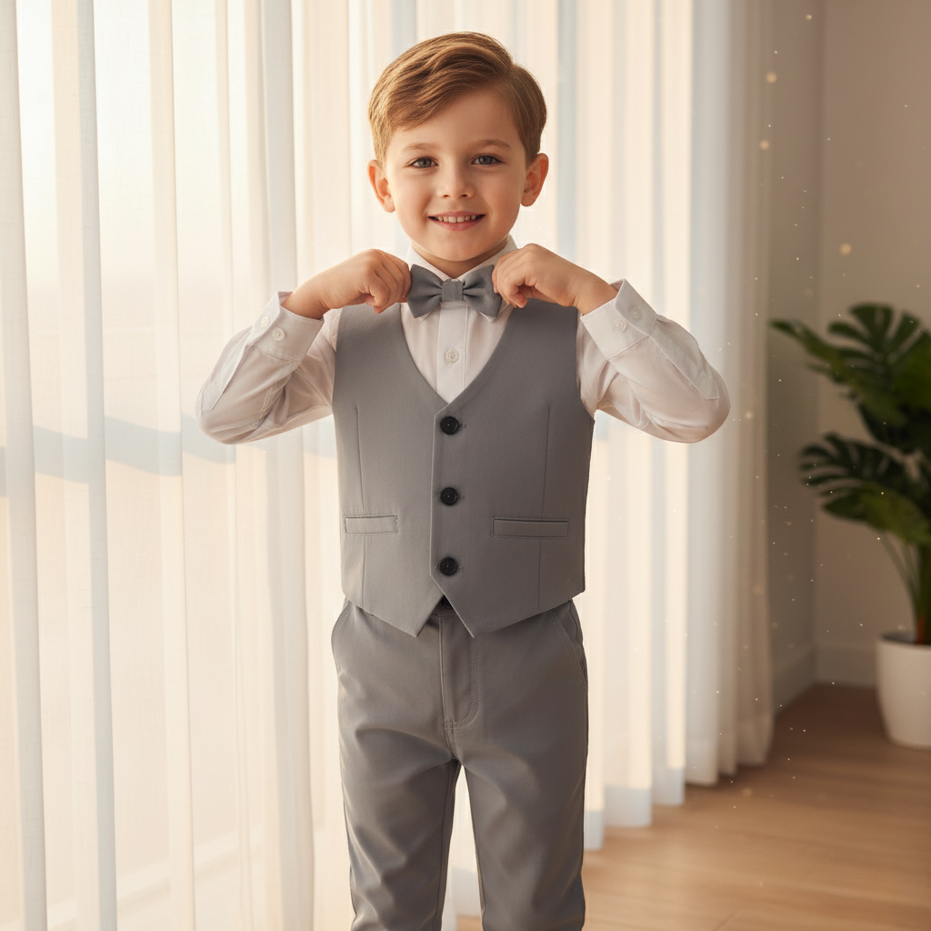 Klasický bavlněný formální outfit pro chlapce, oblečení na slavnostní příležitosti pro batolata a děti