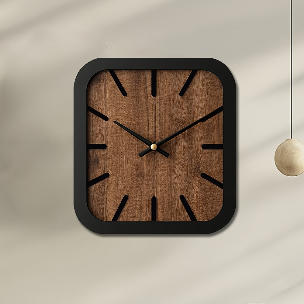 Naturclock Handcrafted Wooden Square Clock Battery Operated Decor