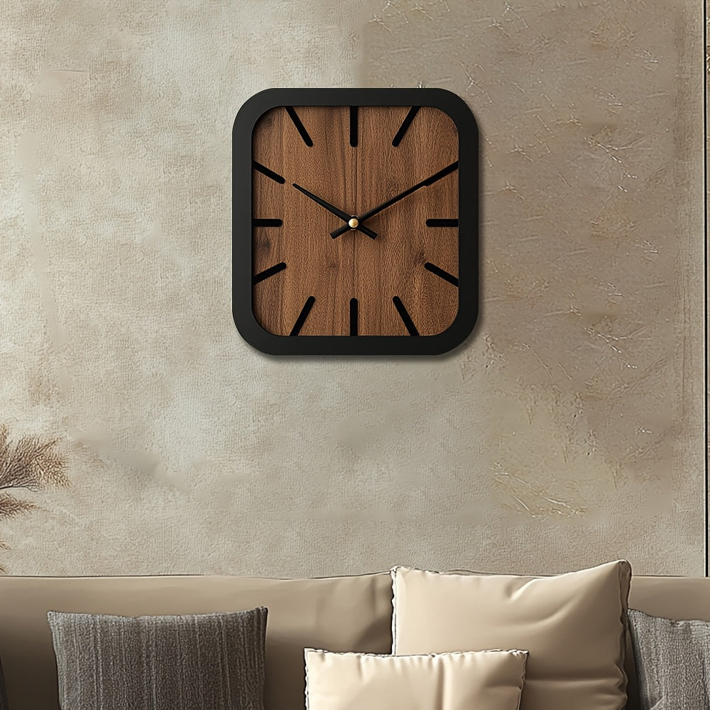 Naturclock Handcrafted Wooden Square Clock Battery Operated Decor