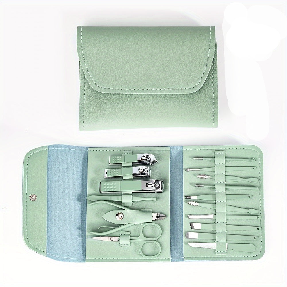 Conjunto de Manicure e Pedicure Trimforge em Aço Inoxidável com 16 Peças