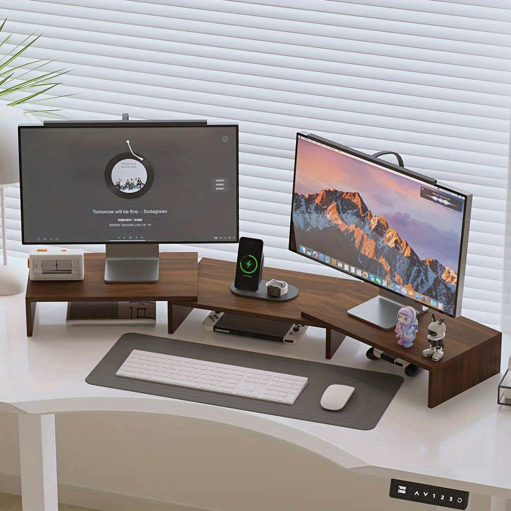 Dualdesk verstelbare dubbele monitorbeugel voor laptop en accessoire-organizer