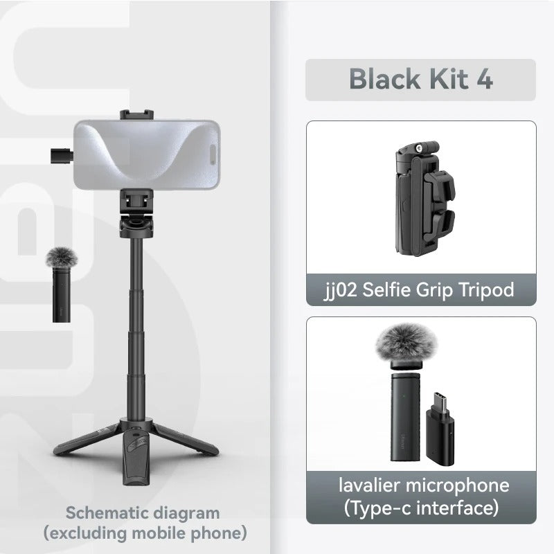 Four-Section Extendable Selfie Pole Bluetooth Tripod Stand Rotating Clamp
