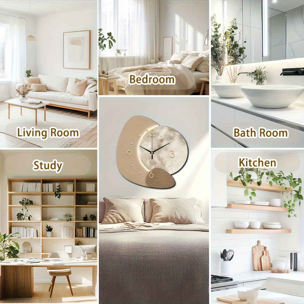 Eclipsewood Tasarımcı Ahşap Saat Altın Detaylarla