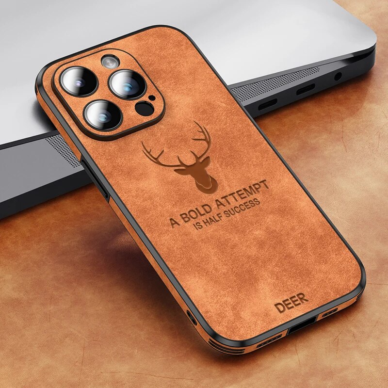 Funda para teléfono de cuero genuino con protección a prueba de golpes, delgada y estilizada