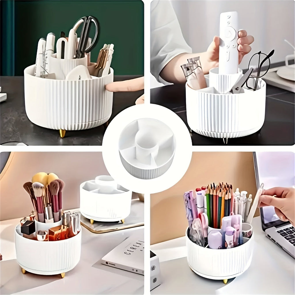 Eleganza 360 graders plastik makeup-opbevaringsorganisator med fem sektioner