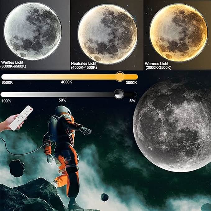 LunaGlow Moon Lamp Featuring Realistic Moon Finish For Cozy Bedroom Lighting
