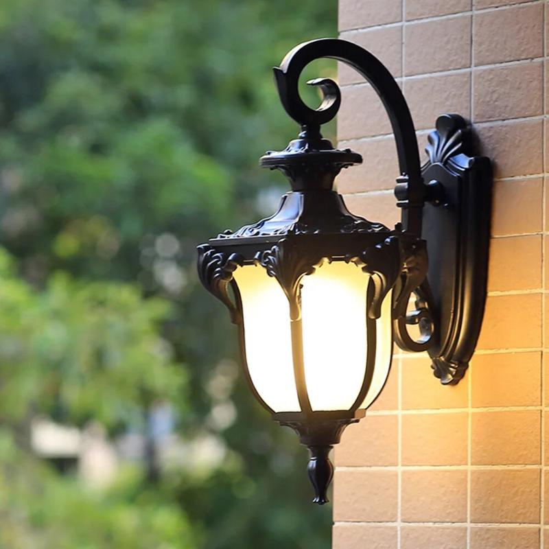 Victorian Style Cast Iron Outdoor Lantern Mounted On Wall For Entrances