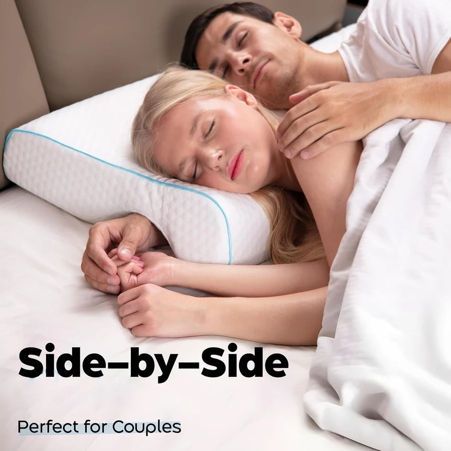 Memory Foam Orthopedic Couple Pillow With Arm Tunnel For Side Sleepers