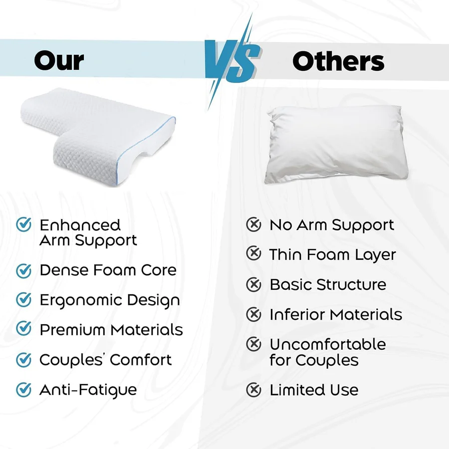 Memory Foam Orthopedic Couple Pillow With Arm Tunnel For Side Sleepers