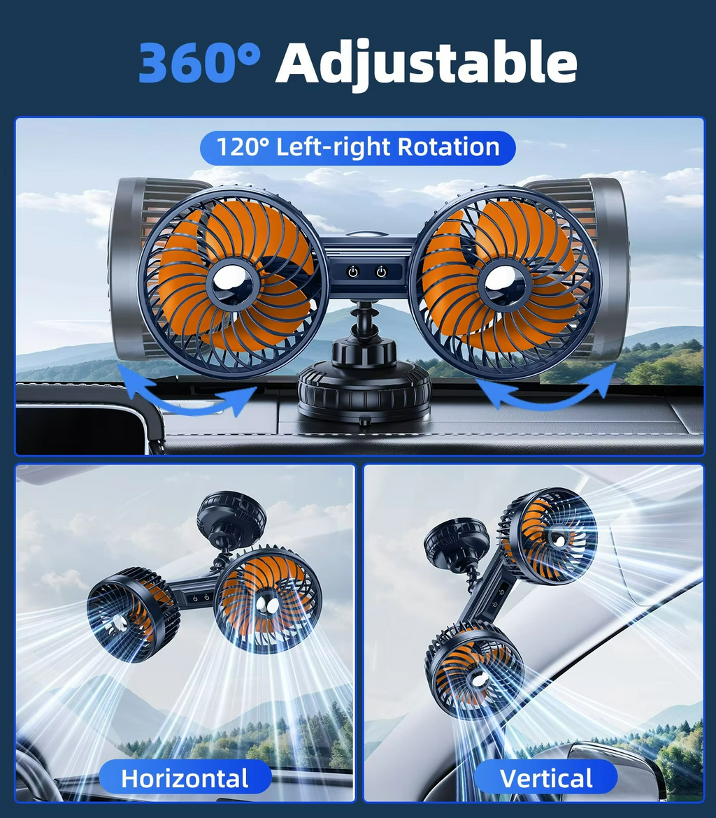 AeroBreeze vezeték nélküli autós ventilátor 4000 mAh akkumulátorral és három sebességfokozattal