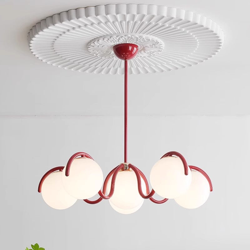 LumaNova Luxe Crimson Curve Glass Sphere Pendant Light For Dining Rooms
