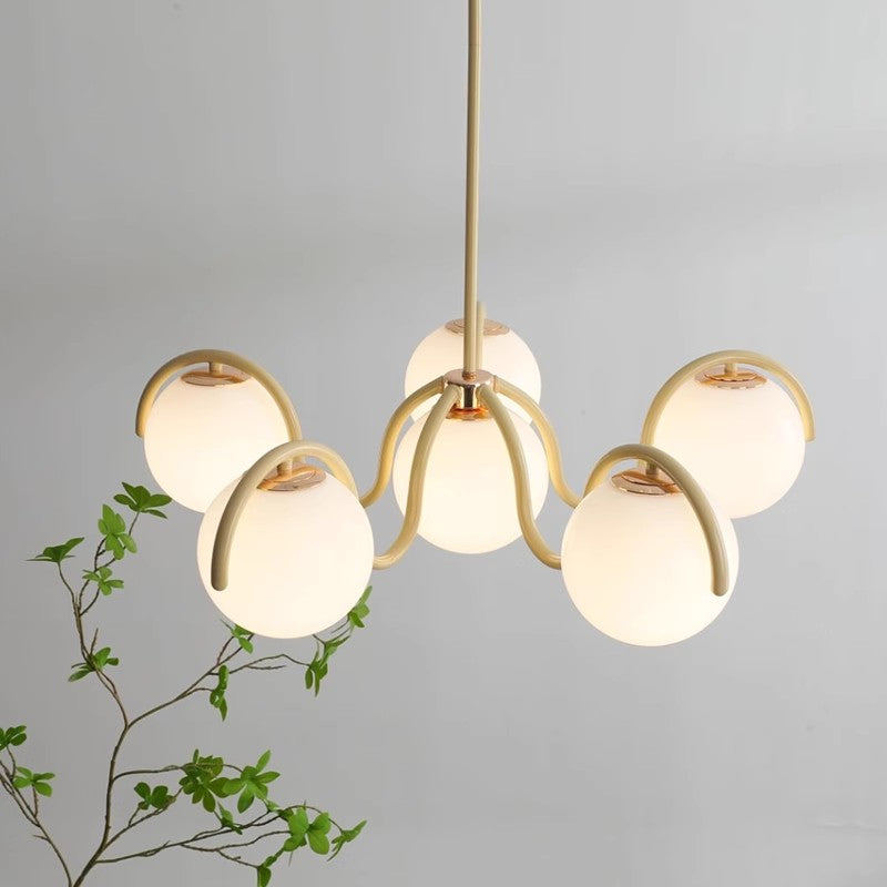 LumaNova Luxe Crimson Curve Glass Sphere Pendant Light For Dining Rooms