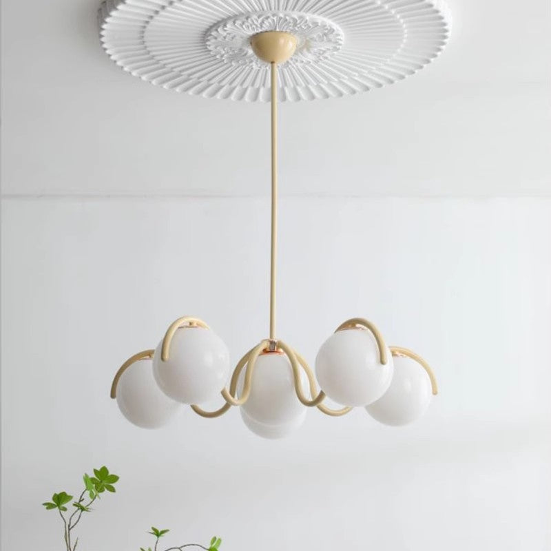 LumaNova Luxe Crimson Curve Glass Sphere Pendant Light For Dining Rooms
