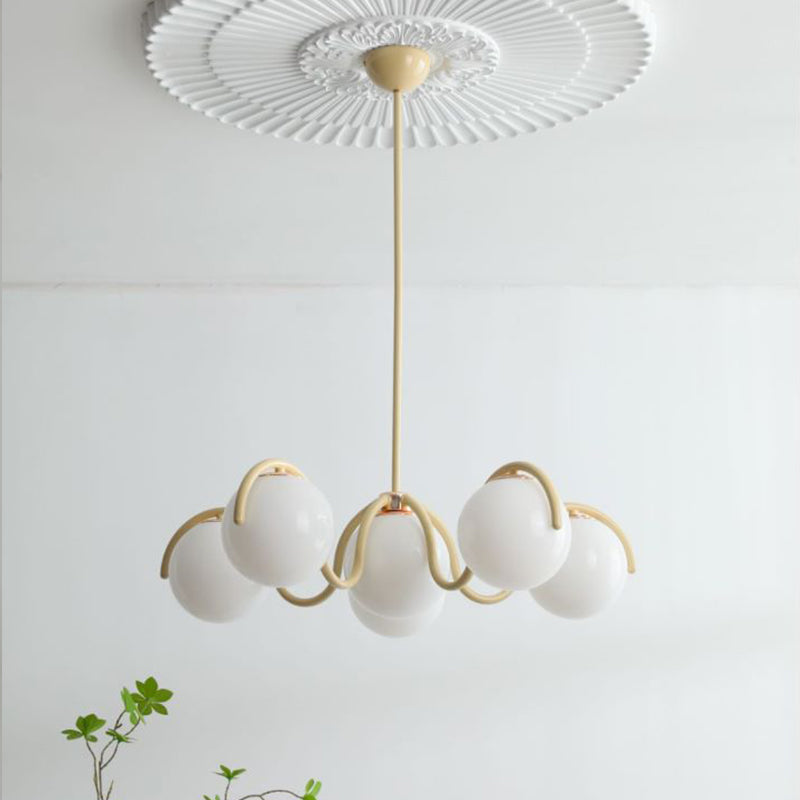 LumaNova Luxe Crimson Curve Glass Sphere Pendant Light For Dining Rooms