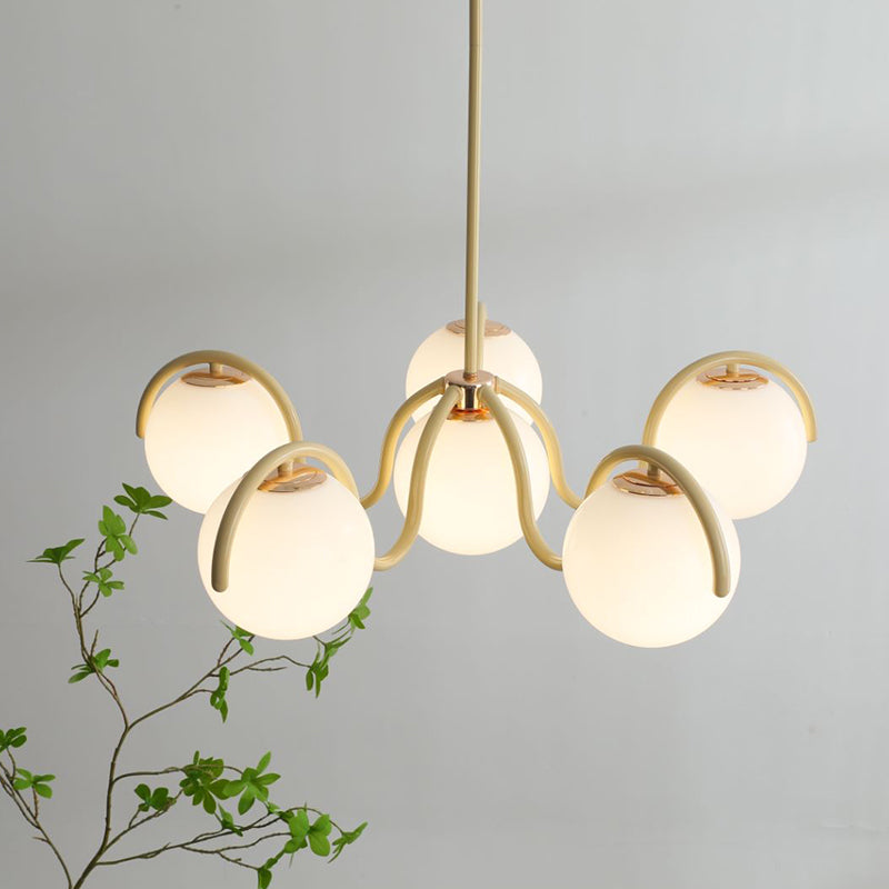 LumaNova Luxe Crimson Curve Glass Sphere Pendant Light For Dining Rooms