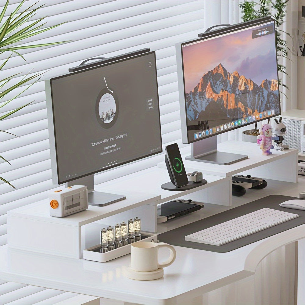 Dualdesk verstelbare dubbele monitorbeugel voor laptop en accessoire-organizer