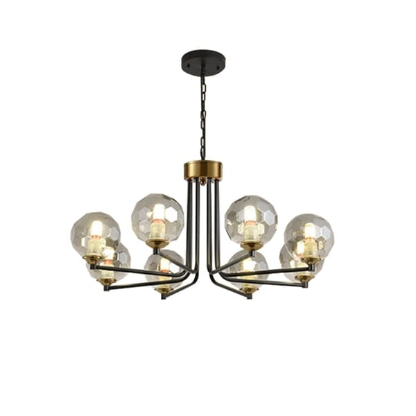 Aurorae glazen en metalen kroonluchter met warm wit licht