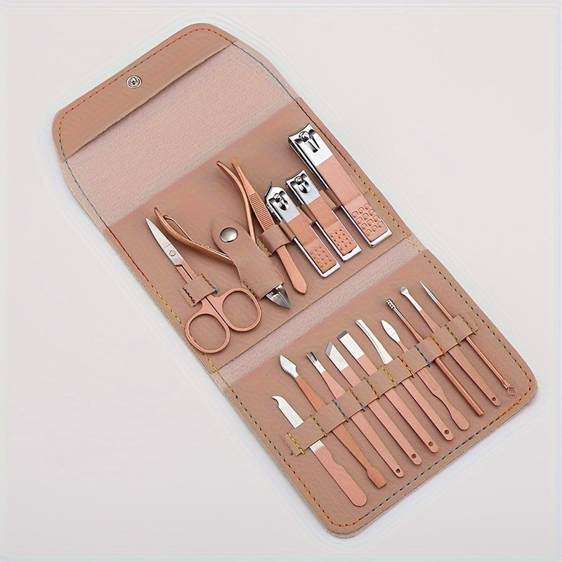 Conjunto de Manicure e Pedicure Trimforge em Aço Inoxidável com 16 Peças