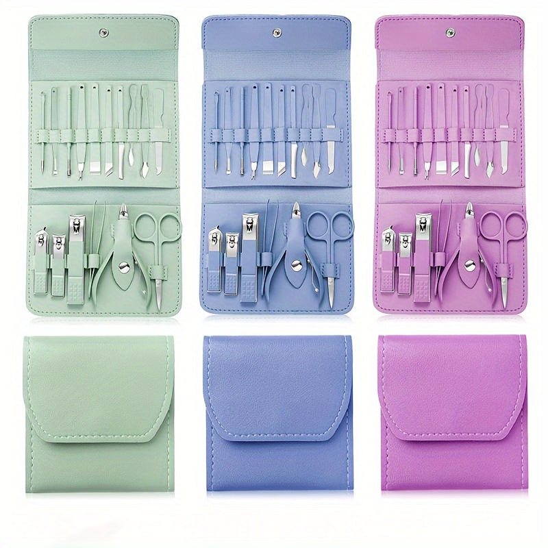 Conjunto de Manicure e Pedicure Trimforge em Aço Inoxidável com 16 Peças