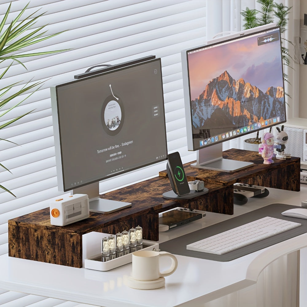 Dualdesk verstelbare dubbele monitorbeugel voor laptop en accessoire-organizer