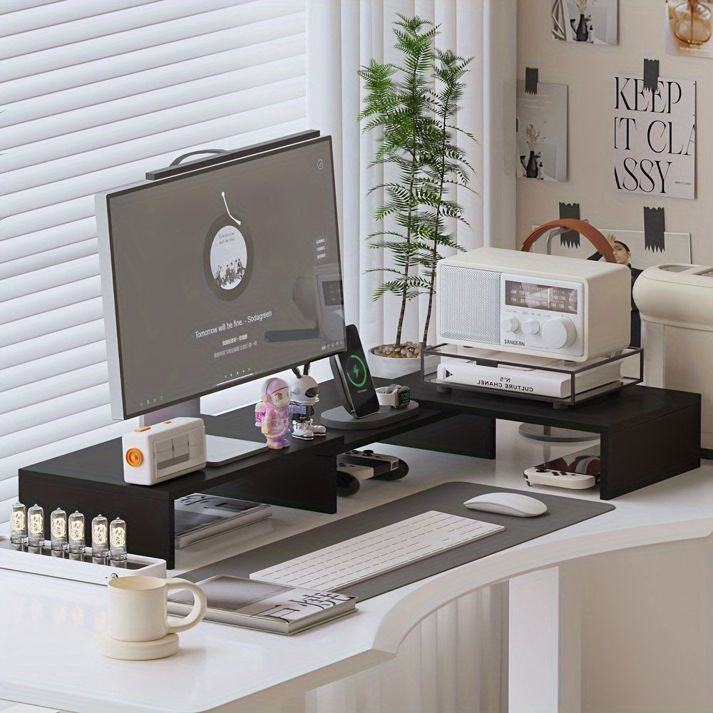 Dualdesk verstelbare dubbele monitorbeugel voor laptop en accessoire-organizer