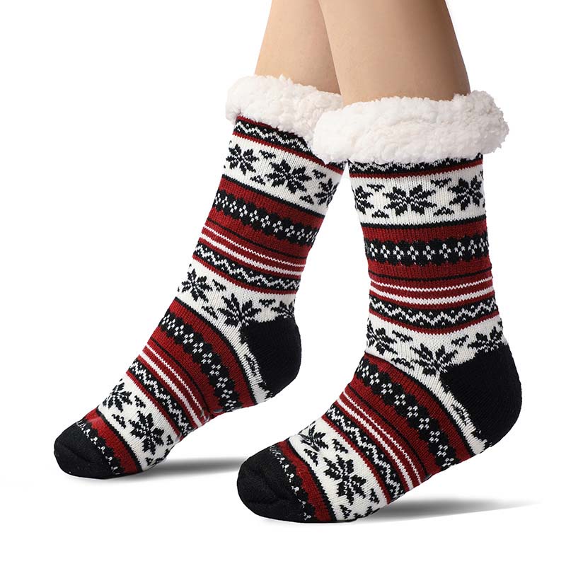 Ultra silné domácí ponožky s kašmírovými papučemi Snowflake