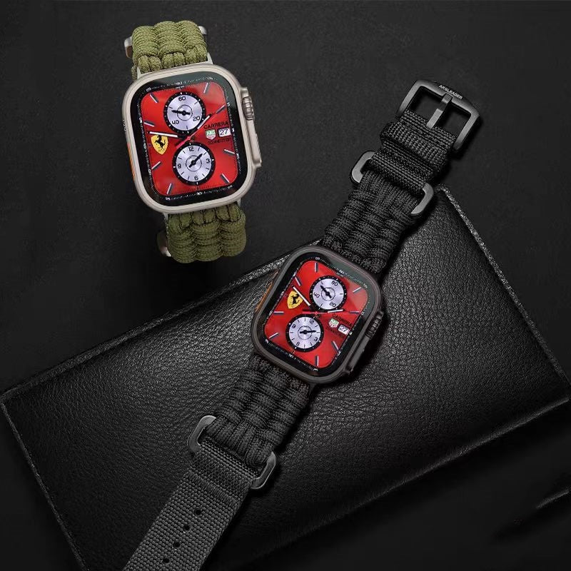 Bracelet tissé en nylon TrailGuard Outdoor Deluxe pour Apple Watch
