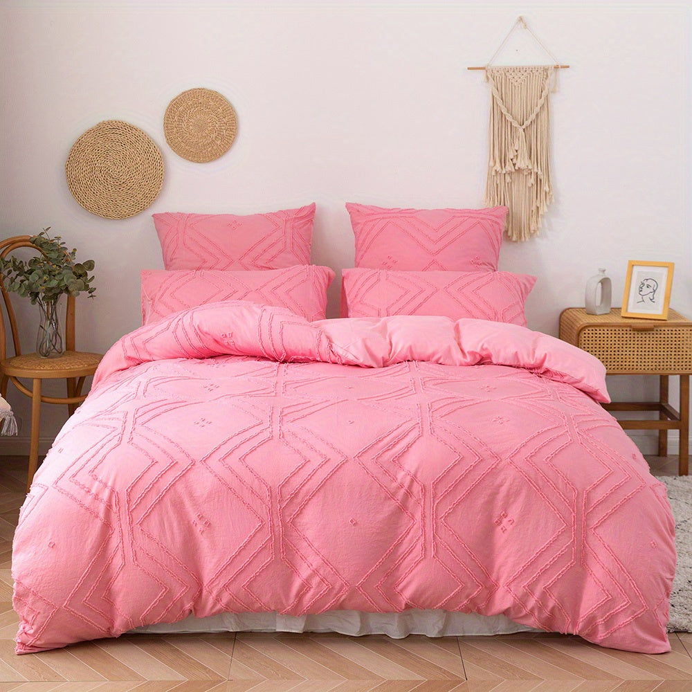 Bohotuft Steppbett-Set mit Gittermuster, weiche Bettwäsche