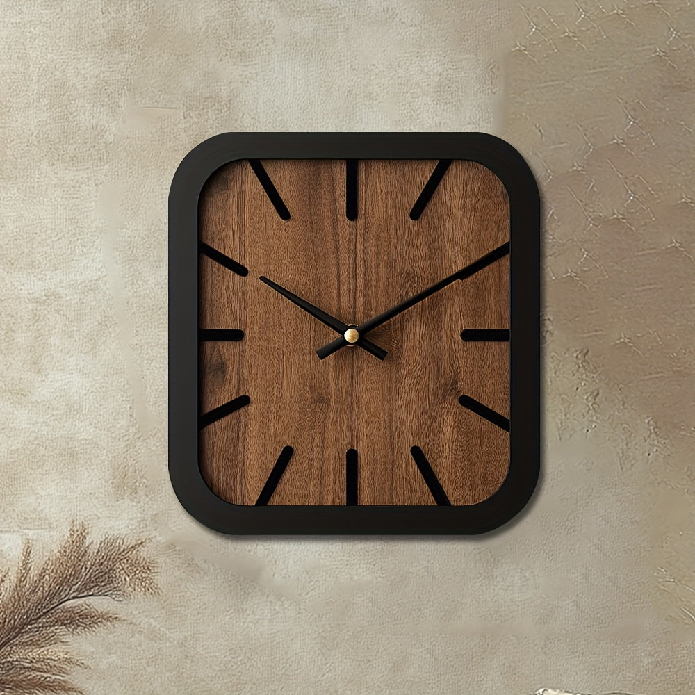 Naturclock Handcrafted Wooden Square Clock Battery Operated Decor
