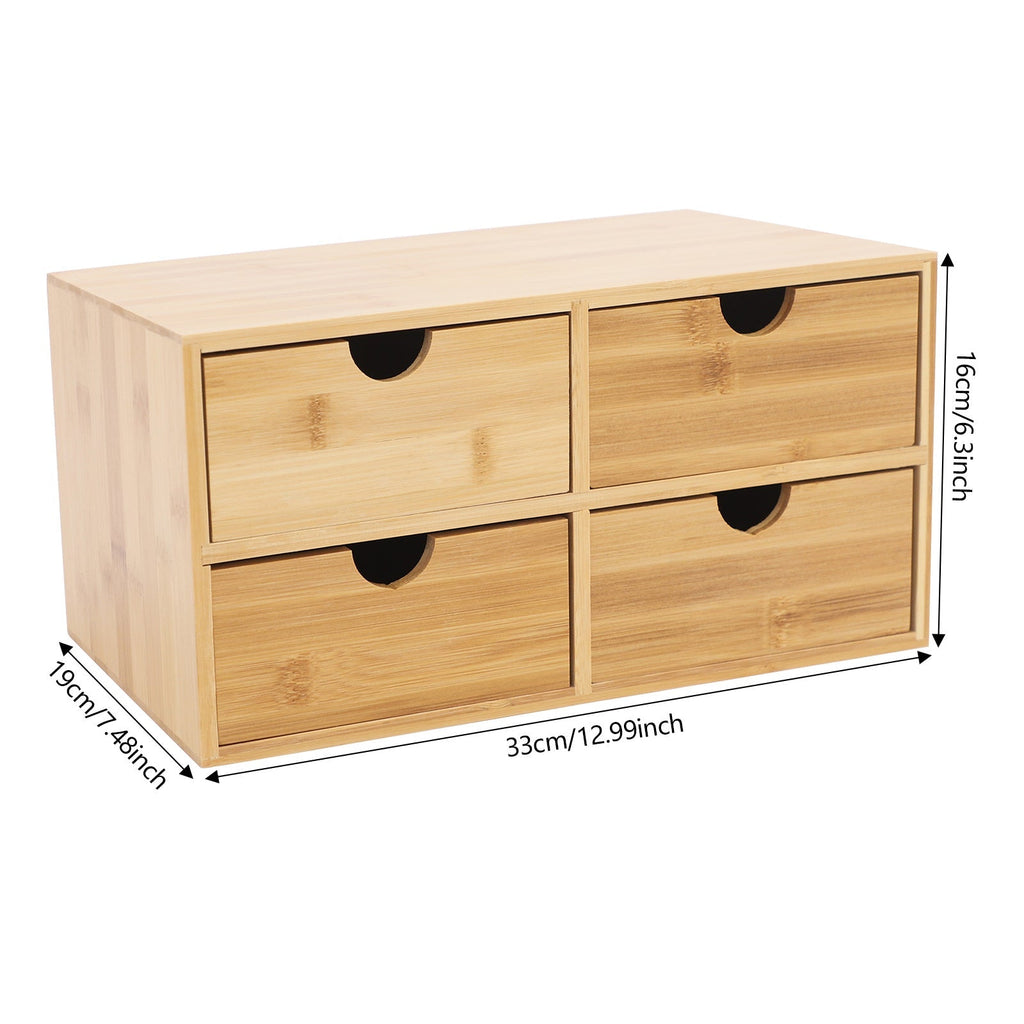 Quaddra Bamboo Fyra Lådor Organizer för Användning i Alla Rum