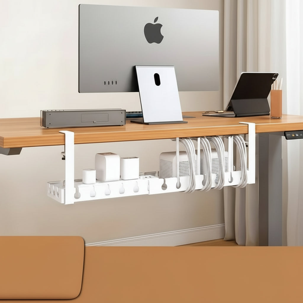 Organisateur de câbles anti-enchevêtrement pour sous le bureau avec sangle réglable et clips