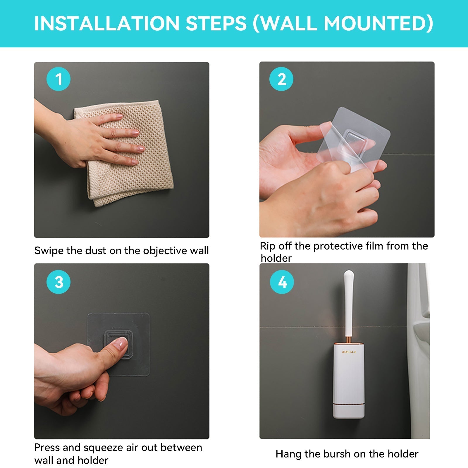 Bathoria Durable Holder for Cleaning Brush in Bathroom