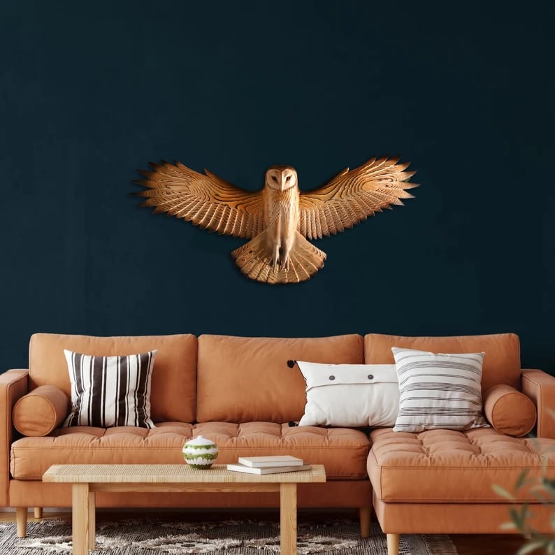 Great Owl Gaze Kunstnerisk Udgave Vægskulptur til Hjemmedekoration