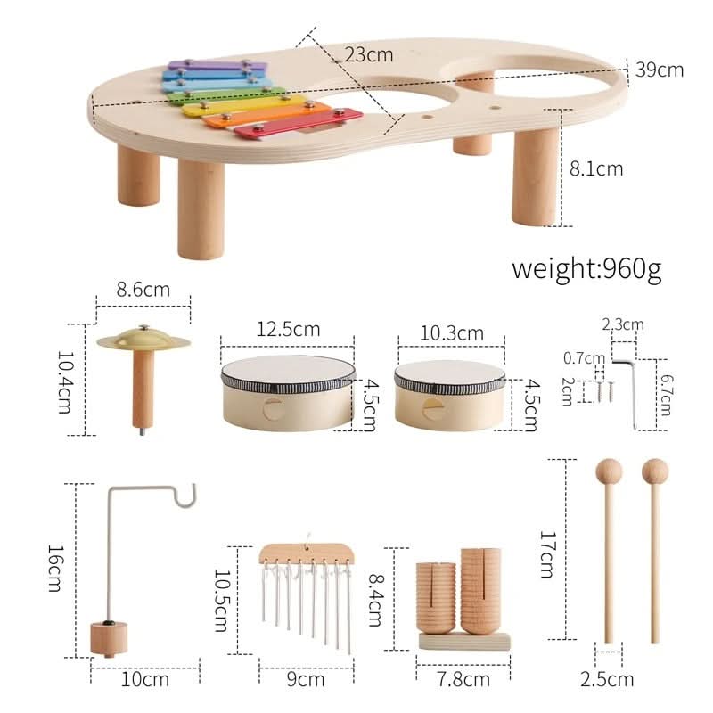 Kit de instrumentos de madera Sunrise para la exploración y el juego musical temprano