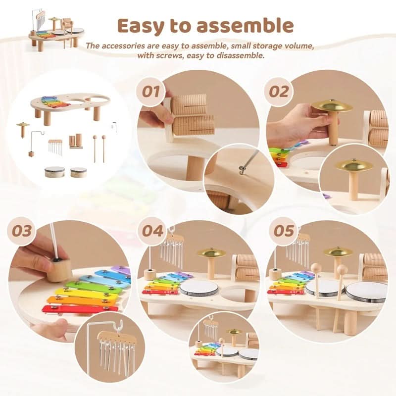 Kit de instrumentos de madera Sunrise para la exploración y el juego musical temprano