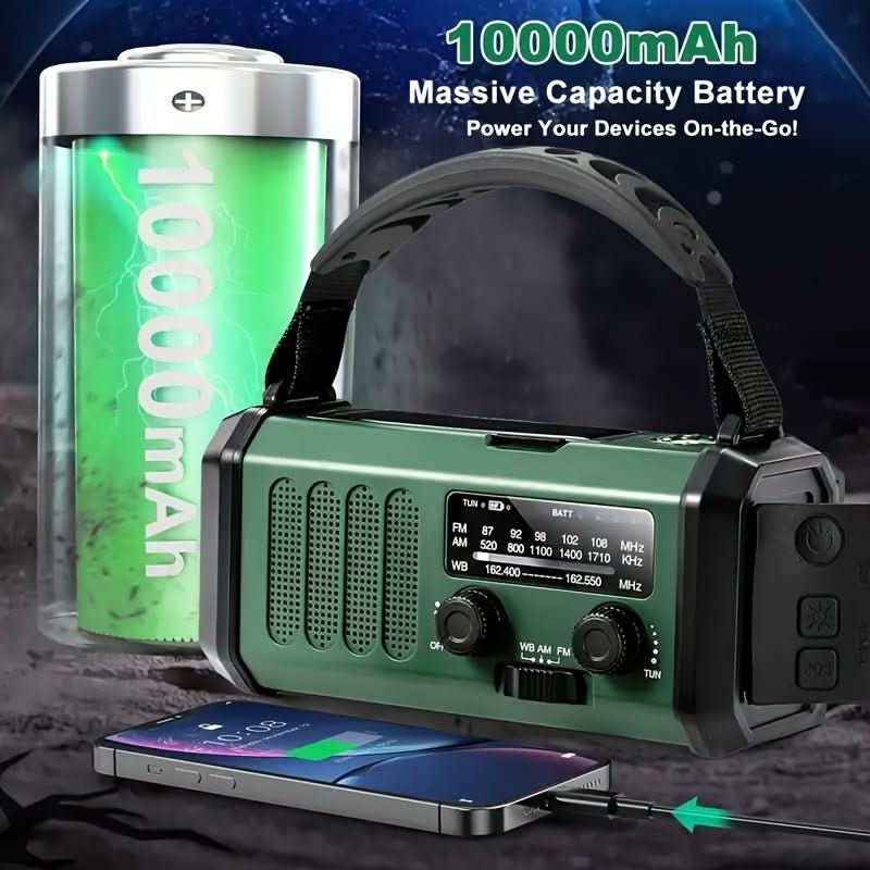 רדיו חירום סולארי BrightGuard עם טעינת USB ופנס