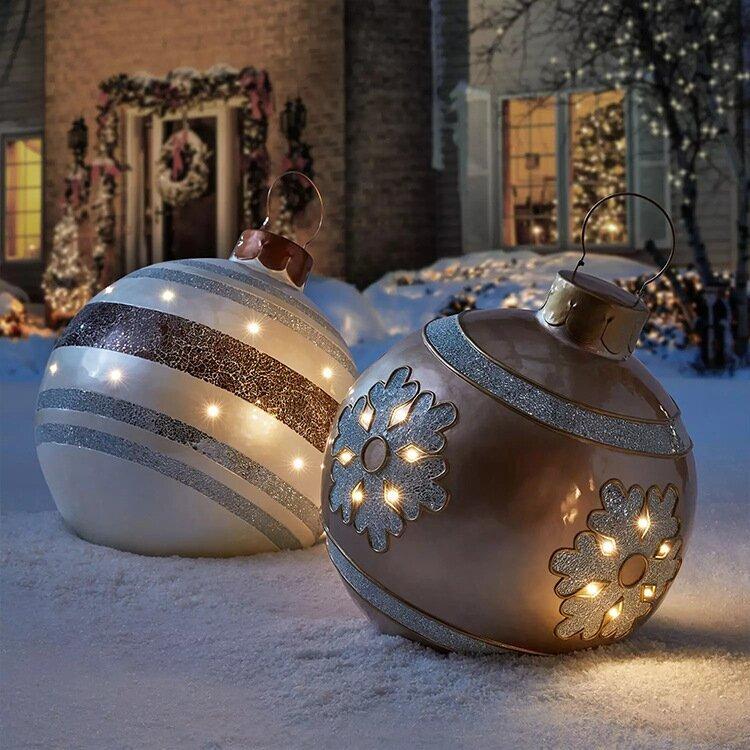 Sfere di Natale gonfiabili in PVC per esterni, resistenti alle intemperie e riutilizzabili, vari design