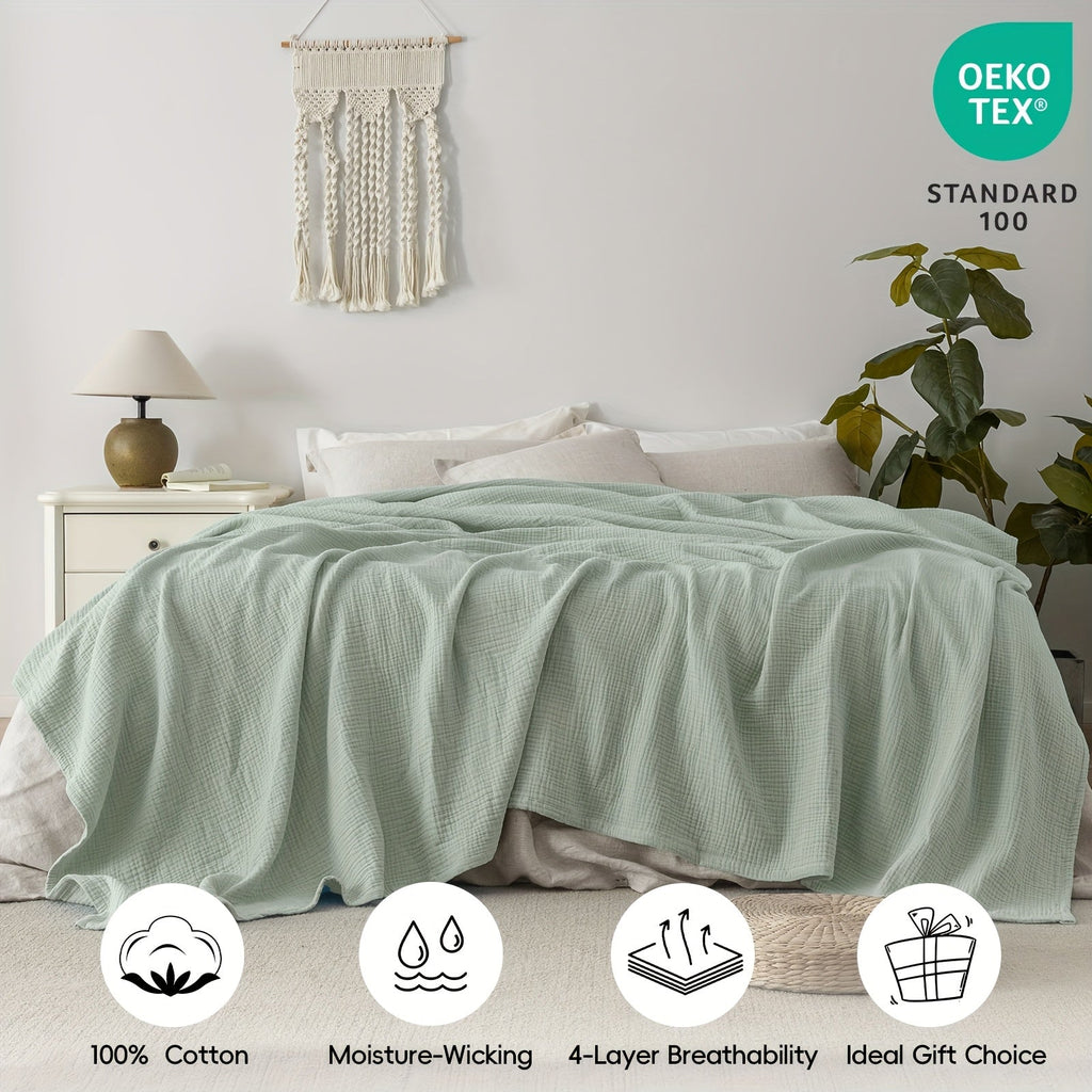 Cloudsoft 4-Layer Cotton Blanket Delivers Year-Round Breathable Comfort