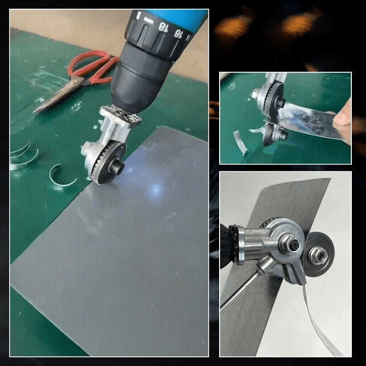GripGlide Blechschneider-Aufsatz für Bohrmaschinen bei Heimwerkerprojekten