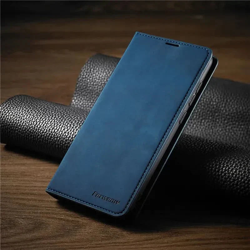 Für iPhone Magnetische Lederhülle mit sicherem Verschluss und Schutz